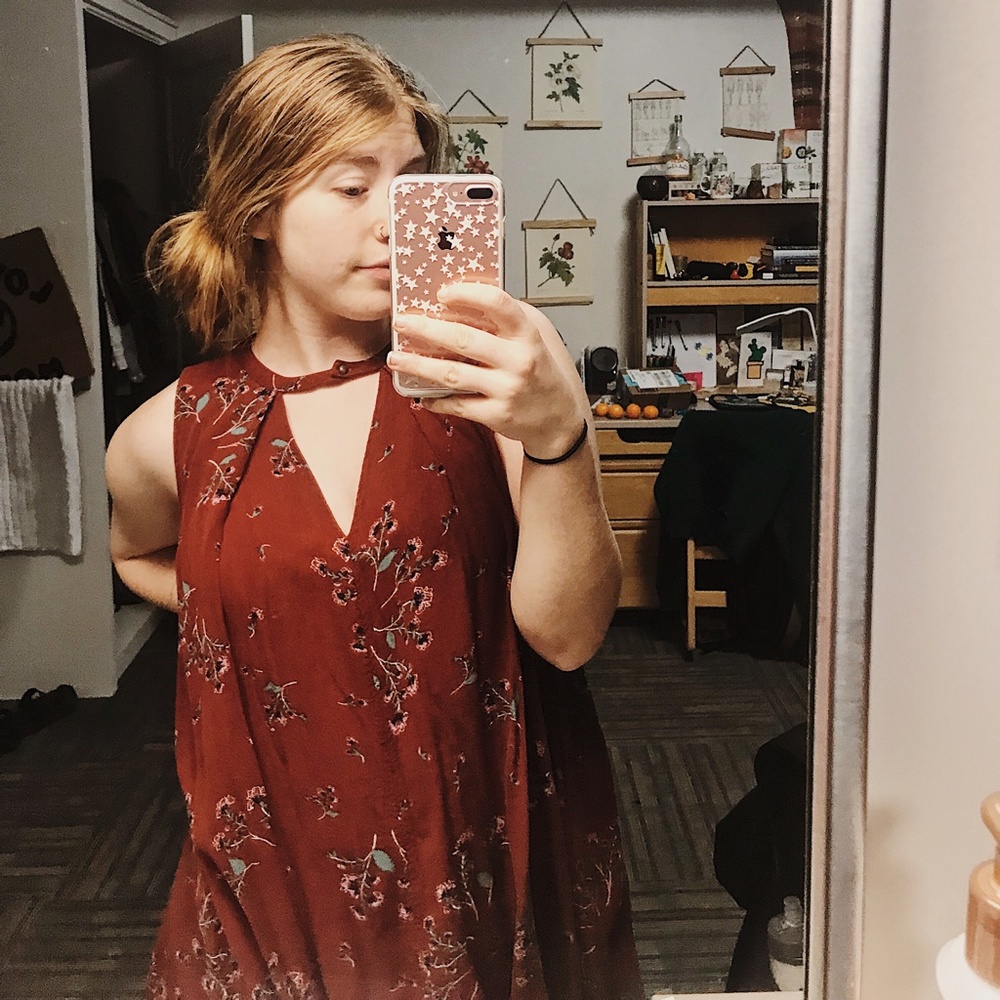 Free People Cutout Floral Sleeveless Top